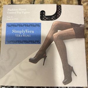 Simply Vera black stripe sheer tights-new